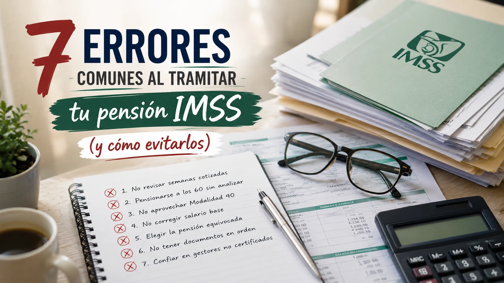 Hombre mexicano revisando papeles IMSS con errores antes de pensionarse