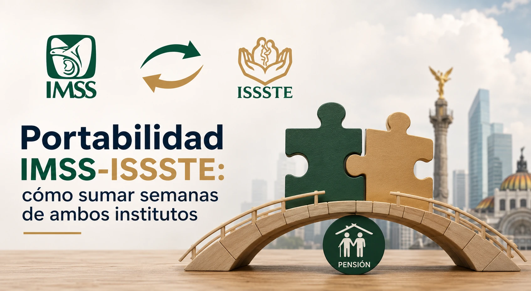 Trabajadora pública mexicana revisando hojas de servicio ISSSTE y constancia IMSS sobre escritorio